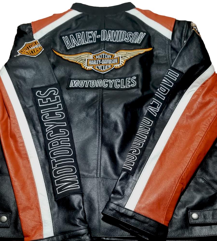 Harley-davidson Classic Cruiser Orange and Black Cowhide Harley-davidson Classic Cruiser Orange and Black Cowhide