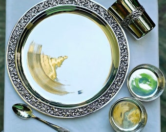 silver made dinner set