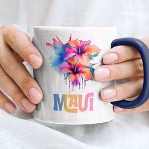 Maui Hibiscus Hawaii Aquarell Accent Kaffeetasse, 11oz