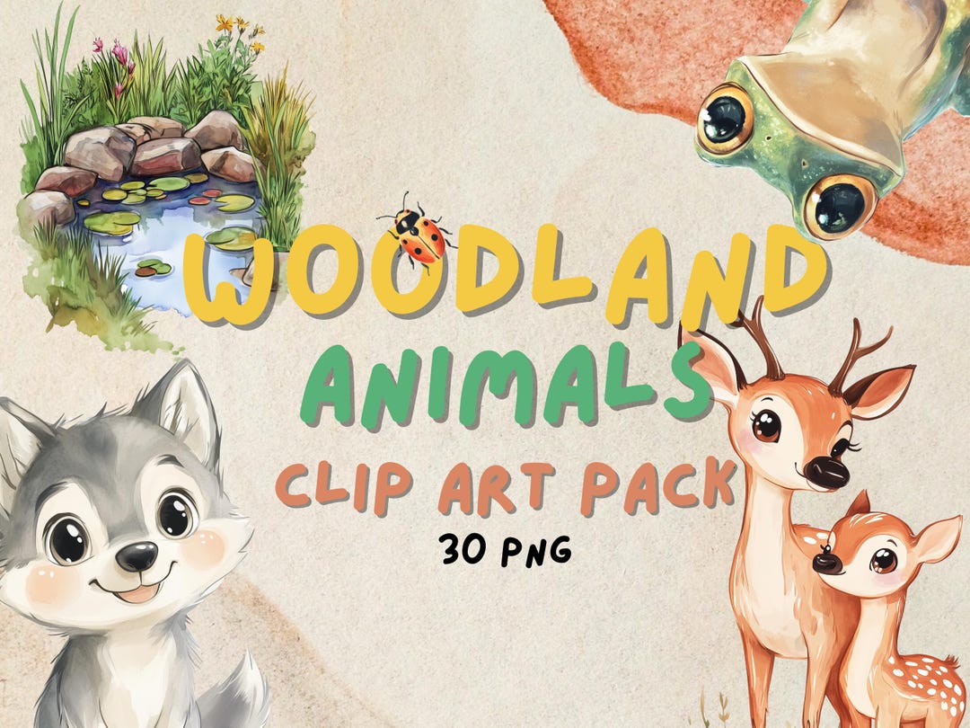 Woodland Animals - Watercolor Clipart, Forest Animals Clip Art, Bear ...