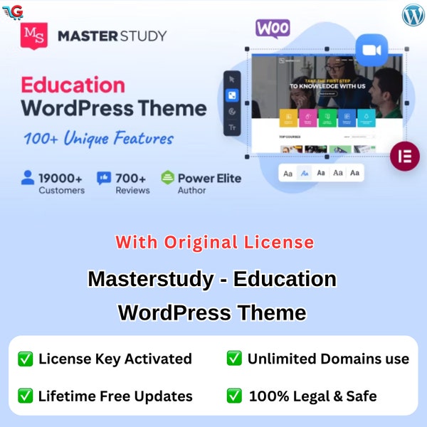 Masterstudy - Education WordPress Theme With Original Lifetime License for Unlimited Websites/ Masterstudy Theme/ Education/E-Learning Theme