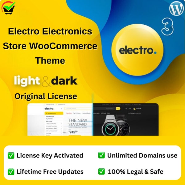 Electro Electronics Store WooCommerce Theme Original Lifetime License for Unlimited Websites  / Electro Theme/ Electro WooCommerce Theme