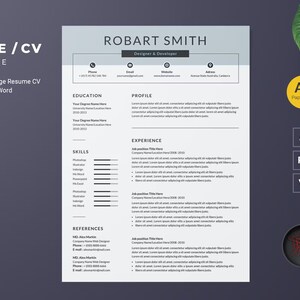 CV TEMPLATE Resume Word. Professional Resume Template. Minimalist Executive. template free. Resume Template Bundle. Curriculum Vitae Clean