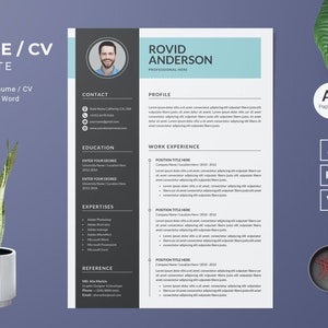 Teacher Resume Template Word. CV Template Professional, Modern Executive Resume Template, Clean, Minimalist Resume, Free Docs Bundle, Nurse