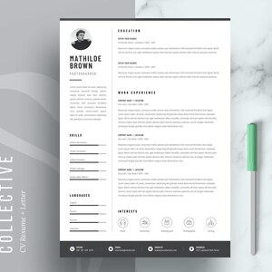 Creative Resume Template Word. CV Template Professional, Modern Executive Resume Template, Clean, Minimalist Resume, Free Docs Bundle