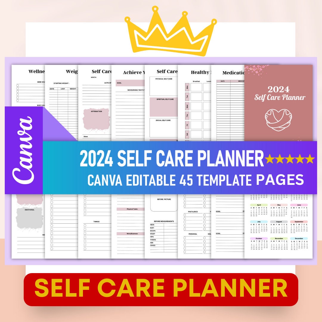 EDITABLE 2024 Self Care Planner Printable Template Bundle, Selfcare ...