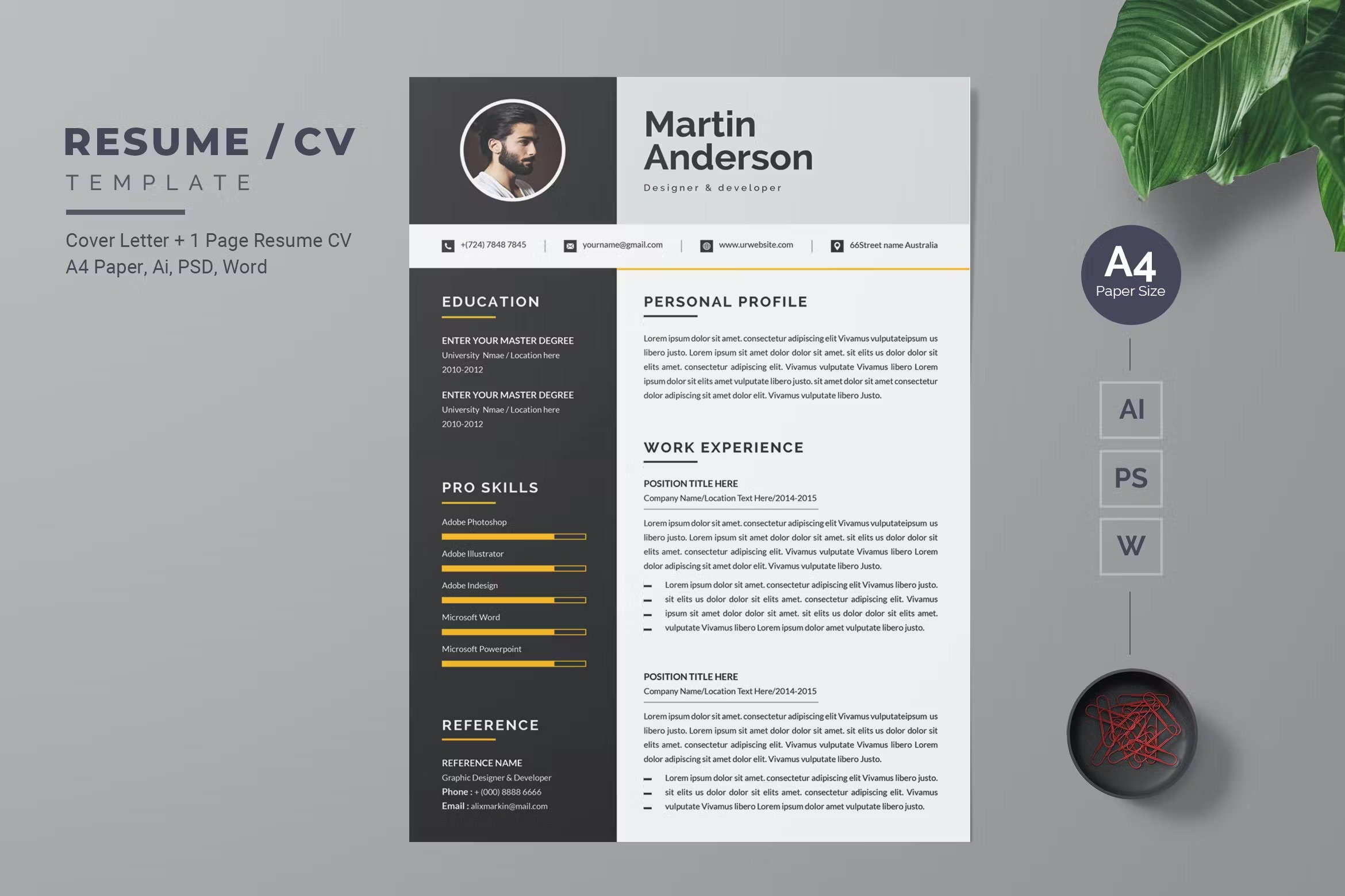 Resume TEMPLATE CV Word Professional - Il Fullxfull.5034298588 8uci 