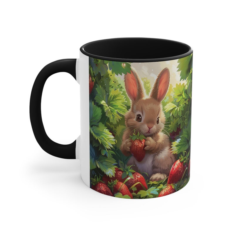 AvidNatureLover Bunny In Strawberry Patch Coffee Mug - Thumbnail 3