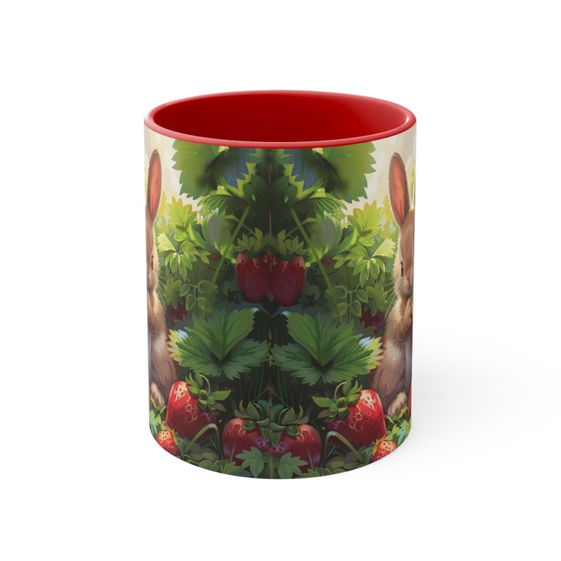 AvidNatureLover Bunny In Strawberry Patch Coffee Mug - Thumbnail 5