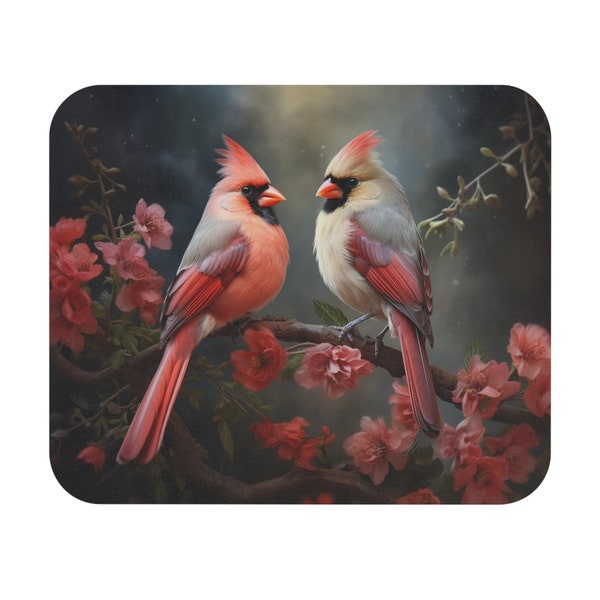 Red Cardinals Mouse Pad, Female and Male Cardinals, Bird Lovers Mat, Nature Lovers Mat, Cardinal Mat, Bird Watchers Mouse Pad, Gift For Mom