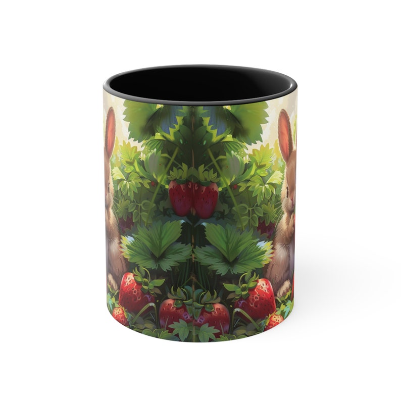 AvidNatureLover Bunny In Strawberry Patch Coffee Mug - Thumbnail 2
