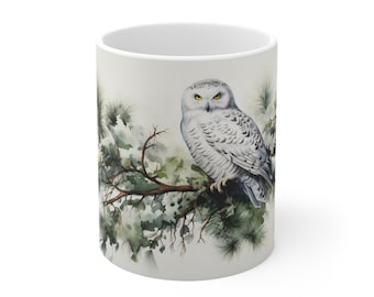 Snowy Owl Coffee Mug: Bird Watcher Gift, 11oz Ceramic