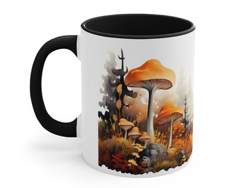 Mushroom Forest Fantasy Mug, Ceramic Nature Coffee Cup, Gift For Him, Gift For Her, Mushroom Lovers, Hikers Gift, Wilderness Decor, Plant