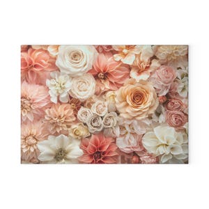 Pastel Floral Glass Cutting Board: Elegant Kitchen Decor (8&quot; x 11&quot;)