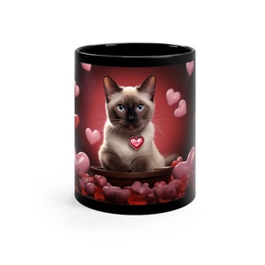 Siamese Cat Heart Mug, Siamese Cat Mug, Cat Lovers Mug, Siamese Cat Coffee Mug, Siamese Cat Coffee, Siamese Cat Cocoa Mug