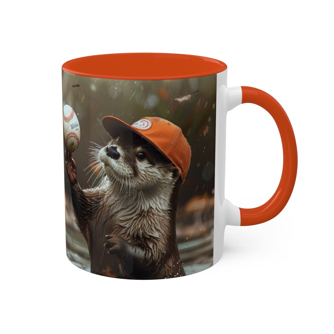 Otter Mug, Otters Playing Catch, Otters With Baseball Caps, Animal