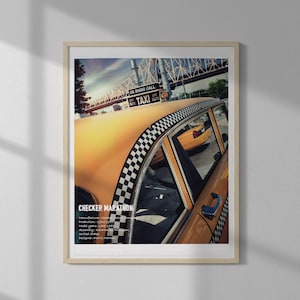 Checker Taxi Cab Art - Yellow Cab Photograph - Digital Download Print - Home and Office Decor - Classic NYC Taxi Wall Art
