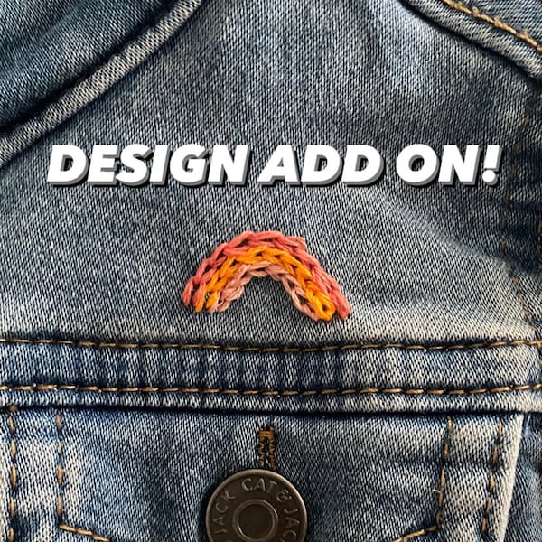 Embroidered baby jean jacket, add on embroidered design, custom baby denim jacket, add design to baby jean jacket, hand stitch baby jean