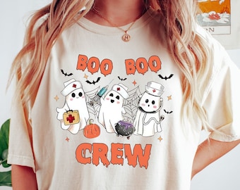 Comfort Colors® Camisa Boo Crew, Camisa de enfermera de Halloween, Camisa linda de enfermera, Camisa de enfermera fantasma, Camisa fantasma linda, Camisa Boo, Camiseta divertida de Halloween