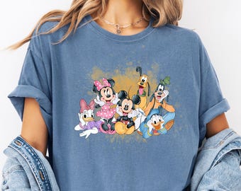 Comfort Colors® Retro Micky und Freunde T-Shirt, Süßes Disney Shirt, Disney Urlaub Shirt, Disney Trip T-Shirt, Disneyland Shirt