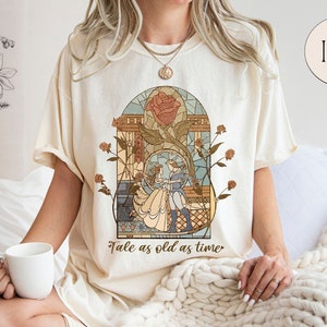 Comfort Colors® Vintage Tale as Old as Time Shirt, Retro Beauty and the Beast T-Shirt, Disney Princess Shirt, Belle Beauty Princess Tees image 1