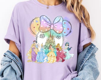 Comfort Colors® Watercolor Princess T-Shirt, Minnie Princess Shirt, Disney Castle Shirt, Magical Kingdom Shirt, Princess Castle Tee