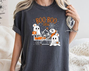 Comfort Colors® Halloween Nurse Shirt, Boo Crew Shirt, Halloween Nurse Shirt, Funny Halloween Shirt, Cute Nurse Shirt, Cute Ghost Shirt