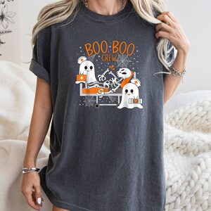 Comfort Colors® Halloween Nurse Shirt, Boo Crew Shirt, Halloween Nurse Shirt, Funny Halloween Shirt, Cute Nurse Shirt, Cute Ghost Shirt
