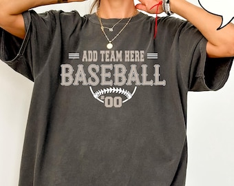 Comfort Colors® Custom Baseball T-Shirt, Mascot Baseball Shirt, Personalized Baseball Shirt, Personalized Gift, Gift For Baseball Mom