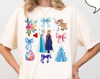 Comfort Colors® コケット エルサ シャツ、ディズニー アナと雪の女王 エルサ シャツ、エルサとアナ T シャツ、アナと雪の女王 オラフ シャツ、アナと雪の女王 コケット シャツ