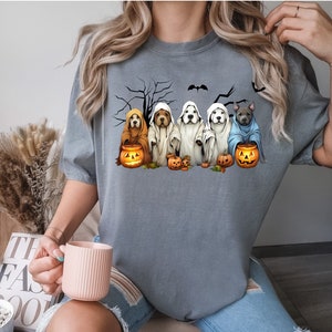 Comfort Colors® Cute Ghost Dog T-shirt, Halloween Ghost Dog Shirt, 2023 Happy Halloween, Spooky Season, Ghost Dog T-Shirt, Halloween Shirt