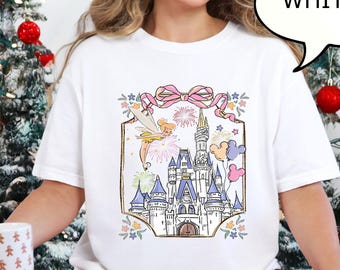 Camiseta navideña Comfort Colors® Magical Castle, camiseta Coquette Disney Castle, camiseta Tinkerbell, camiseta Magic Kingdom