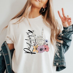Comfort Colors® Radiology Hand Skeleton Shirt, Radiologic Technologist Shirt, Rad Tech Floral Skeleton Hand Shirt, Cute Radiology Shirt