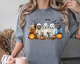 Joli T-shirt Comfort Colors® pour chien fantôme, T-shirt pour chien fantôme d'Halloween, Joyeux Halloween 2023, Saison effrayante, T-shirt pour chien fantôme, T-shirt pour Halloween
