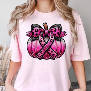 Koszulka Comfort Colors® Pink Pumpkin, Koszulka Breast Cancer Ribbon, Koszulka Pumpkin Fall, Koszulka Halloween Pink Pumpkin, Koszulka Pumpkin