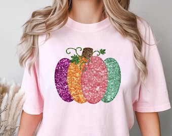 Camisa de abóbora aquarela Comfort Colors®, camisa de abóbora de Halloween, camisa de Halloween, camisa de abóbora de Ação de Graças, camisa de abóbora colorida