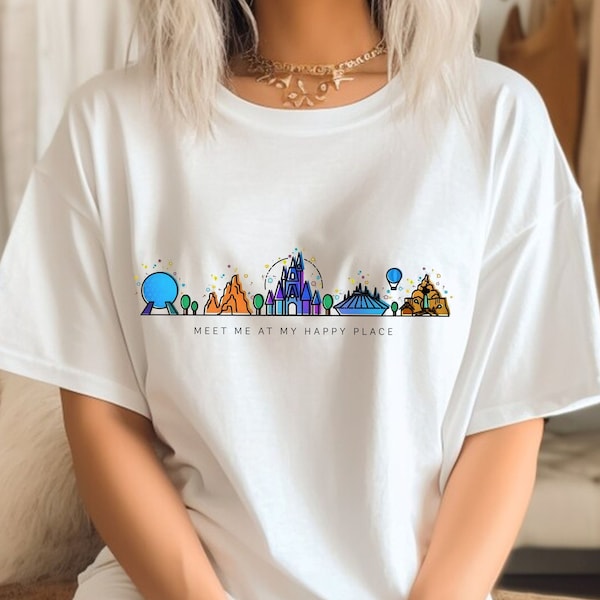 Comfort Colors® Meet Me At My Happy Place Shirt, Disney Family Disney Vacation Shirt, Matching T-Shirt, Disneyland Shirt, Disney Vacay Shirt
