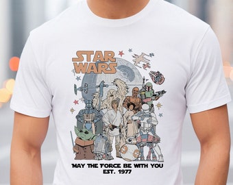 Comfort Colors® Star Wars est. 1977 Shirt, Vintage Disney Star Wars Shirt, Retro Star Wars May The Force Shirt, Disney World Shirts