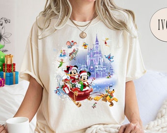 Comfort Colors® Minnie Mickey and Pluto's Sleigh Rides Disney Shirt, Disney Christmas Shirt, Disney Sleigh Rides Shirt, Tinkerbell Shirt