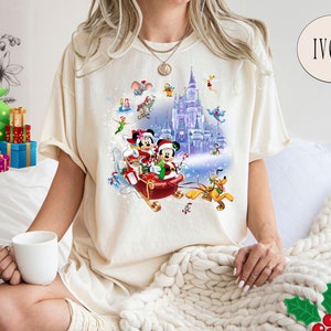 Comfort Colors® Minnie Mickey and Pluto's Sleigh Rides Disney Shirt, Disney Christmas Shirt, Disney Sleigh Rides Shirt, Tinkerbell Shirt
