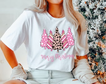 Comfort Colors® Christmas Shirt, Ladies Merry Christmas Shirt, Christmas Tree Shirt, Womens Christmas Shirt, Shirts for Christmas, Pink Tree
