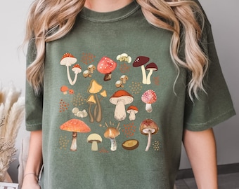 Camiseta con hongos Comfort Colors®, camiseta con hongos lindos, camiseta con hongos estéticos, camiseta con hongos mágicos, camiseta botánica, camiseta con botánico