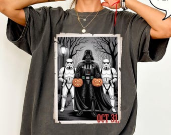 Camiseta de Halloween de Disney Star Wars Comfort Colors®, camiseta de Halloween de Darth Vader, camiseta de Halloween de Stormtrooper, camiseta de Halloween de Disney