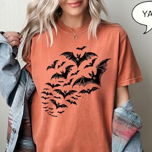 Comfort Colors® Halloween Fledermäuse T-Shirt, Halloween Herbst Shirt, Fledermaus Shirt, Fledermaus Shirt