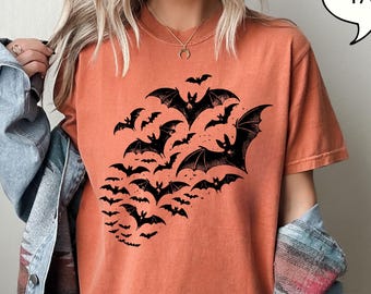 Comfort Colors® Halloween Fledermäuse T-Shirt, Halloween Herbst Shirt, Fledermaus Shirt, Fledermaus Shirt