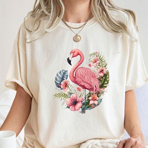 Comfort Colors® Flamingo Shirt, Floral Summer Shirt, Cool Flamingo Shirt, Animal Lover Shirt, Gift For Mom, Gift For Her, Women Flamingo Tee