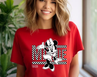 Comfort Colors® Disney Minnie Shirt, Minnie T Shirt, Minnie 1928 Shirt, Checkered Minnie Shirt, Checkered Disney Shirt, Retro Disney Shirt