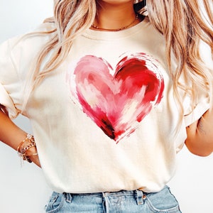 Comfort Colors® Red Heart Shirt, Valentine Heart T-Shirt, Gift For Girlfriend, Heart Shirt, Valentine Mama Gift