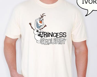 Maglietta Comfort Colors® Olaf Princess Security, regalo per la festa del papà, maglietta Disney Frozen per papà, maglietta per il padre della figlia, simpatica maglietta Olaf