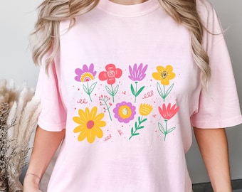 Comfort Colors® Water Color Wild Flower Shirt, Flower T Shirt, Vintage Floral Shirt, Wild Flower Shirt, Botanical Shirt, Gift for Grandma